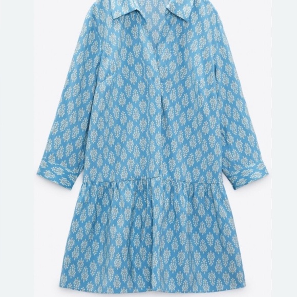 Zara carly  Blue Patterned Dress - Picture 5 of 5
